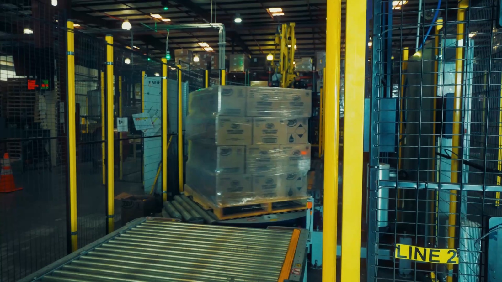 Pallet of product in the packing cell
